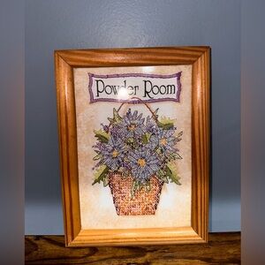 Wooden Needlepoint Framed Powder Room Wall Art